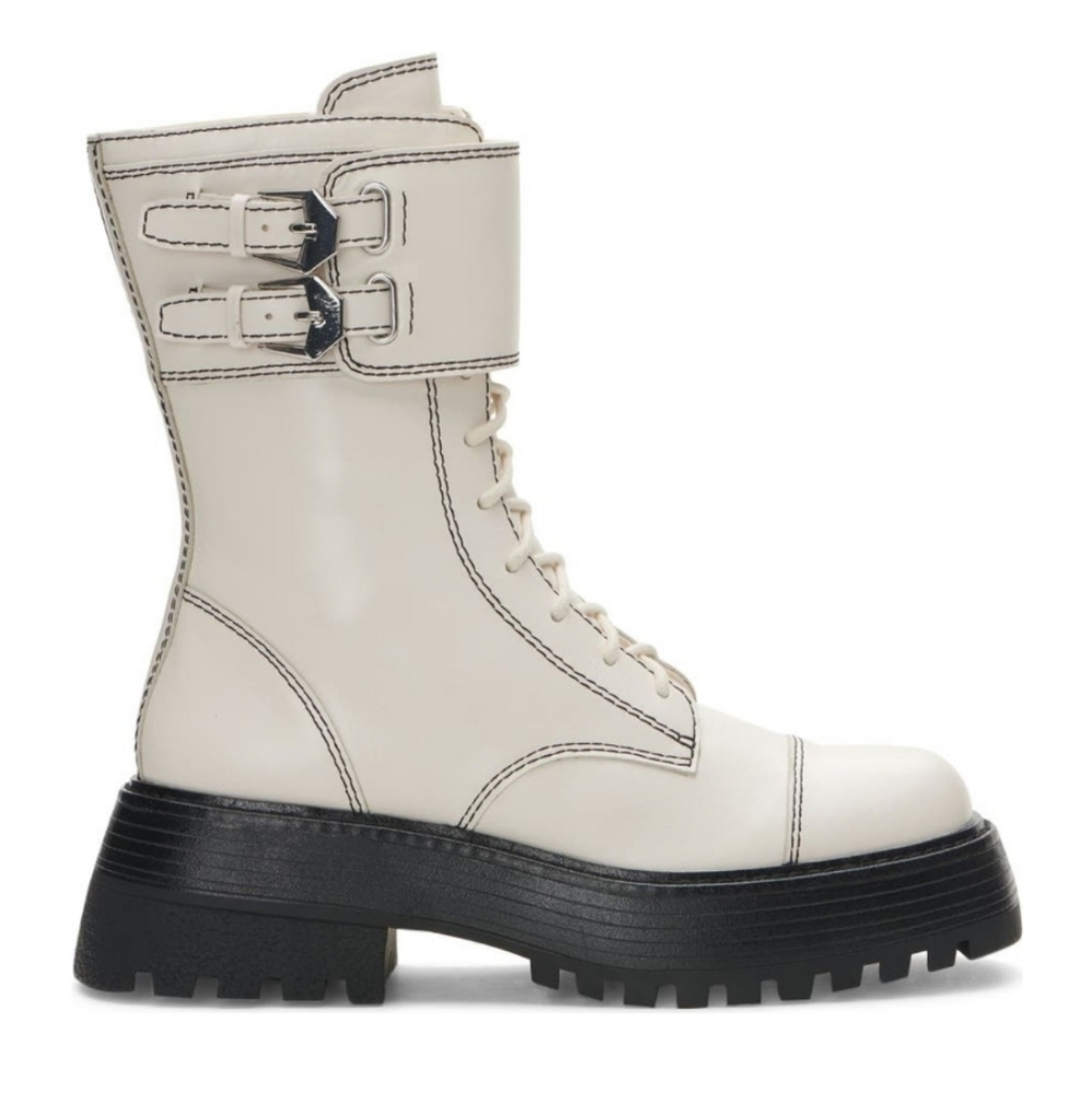 Vince Camuto Monchia Coconut Cream Lug Sole Leather Moto Boot Designer #639